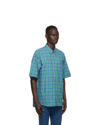 Gucci Blue And Green Vintage Check Short Sleeve Shirt