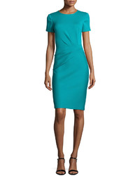 St. John Collection Milano Knit Pleated Front Sheath Dress