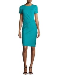 St. John Collection Milano Knit Pleated Front Sheath Dress