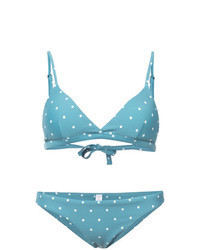 Aquamarine Polka Dot Bikini Top