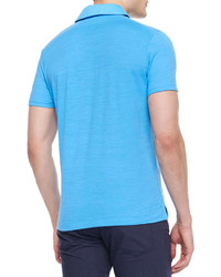 Hugo Boss Boss Slub Knit Short Sleeve Polo Shirt Light Blue