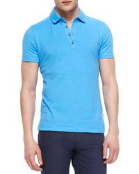 Hugo Boss Boss Slub Knit Short Sleeve Polo Shirt Light Blue