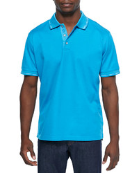 Robert Graham Mercerized Short Sleeve Polo Shirt Aqua