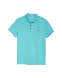 Moncler Pique Polo In Teal At Nordstrom