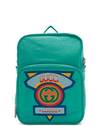 Gucci Blue Medium 80s Logo Patch Backpack