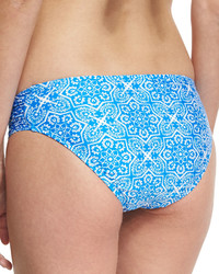 LaBlanca La Blanca Tile Print Side Shirred Swim Bottom Blue Pattern