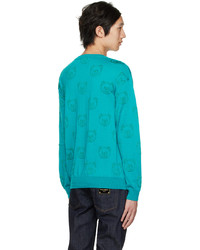 Moschino Green Allover Teddy Sweater