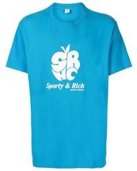 Sporty & Rich Apple Logo Print T Shirt