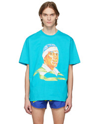 JW Anderson Blue Pol Anglada Oversized Printed Rugby Face T Shirt