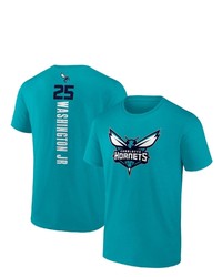 FANATICS Branded Pj Washington Teal Charlotte Hornets Playmaker Name Number Team Logo T Shirt