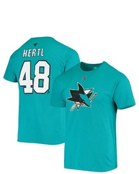 FANATICS Branded Tomas Hertl Teal San Jose Sharks Name Number T Shirt