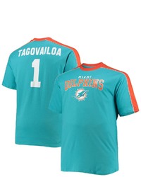 FANATICS Branded Tua Tagovailoa Aqua Miami Dolphins Big Tall Sleeve Panel Player Name Number T Shirt