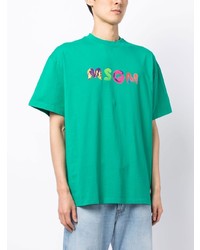 MSGM Logo Print Cotton T Shirt