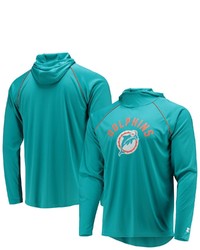 STARTE R Aqua Miami Dolphins Throwback Raglan Hoodie Long Sleeve T Shirt