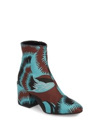 Aquamarine Print Leather Ankle Boots