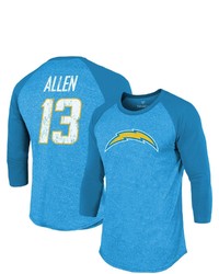 Majestic Threads Fanatics Branded Keenan Allen Powder Blue Los Angeles Chargers Team Player Name Number Tri Blend Raglan 34 Sleeve T Shirt