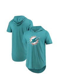 Majestic Threads Aqua Miami Dolphins Primary Logo Tri Blend Hoodie T Shirt