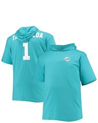 FANATICS Branded Tua Tagovailoa Aqua Miami Dolphins Big Tall Player Name Number Hoodie T Shirt