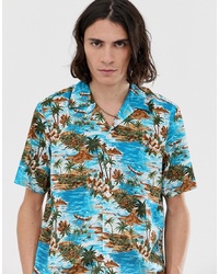 Dickies Blossvale Shirt With Island Print In Blue