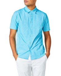 Good Man Brand Flex Pro Slim Fit Print Short Sleeve Button Up Shirt