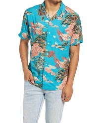 RVCA Kyuka Easy Fit Tropical Short Sleeve Button Up Camp Shirt