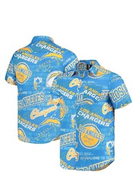 FOCO Powder Blue Los Angeles Chargers Thematic Button Up Shirt