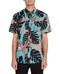 Volcom Tawais Tropical Print Short Sleeve Button Up Shirt