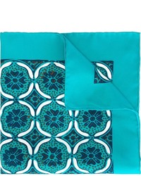 Aquamarine Print Silk Pocket Square