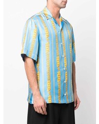 Versace Chain Pinstripe Silk Shirt