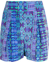 Aquamarine Print Silk Shorts