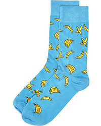 River Island Blue Banana Print Socks