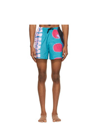 Dries Van Noten Blue And Pink Len Lye Edition Graphic Swim Shorts