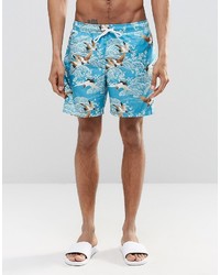 Asos Brand Swim Shorts With Floral Print In Mid Length