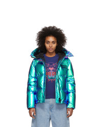 Kenzo Blue Limited Edition Holiday Down Hooded Quilted Jacket