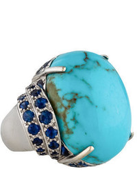 18k Turquoise And Sapphire Cocktail Ring