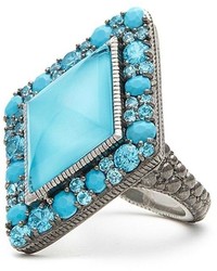 Judith Ripka 9 15 Ct Tw Turquoise And Sapphire Sterling Silver Fashion Ring