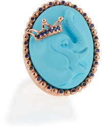 Amedeo Royal Turquoise Elephant Ring With Sapphires Size 6