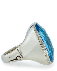 John Hardy Batu Bamboo Sky Blue Topaz White Sapphire Ring Size 6