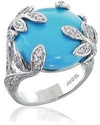 Bling Jewelry Cubic Zirconia Leaves Turquoise Cocktail Statet Ring