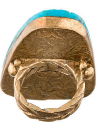 Stephen Dweck Carved Turquoise Cocktail Ring