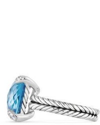 David Yurman Chatelaine Ring With Blue Topaz And Diamonds