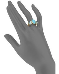 Jude Frances Classic Turquoise Sky Blue Topaz 18k Yellow Gold Ring