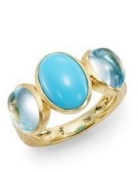 Jude Frances Classic Turquoise Sky Blue Topaz 18k Yellow Gold Ring