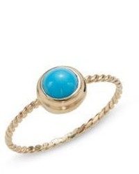 Classique Turquoise 14k Yellow Gold Rope Ring