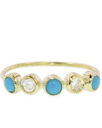 Jennifer Meyer Diamond And Turquoise 5 Stone Ring Yellow Gold