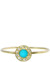 Jennifer Meyer Diamond Turquoise Inlay Circle Ring Yellow Gold