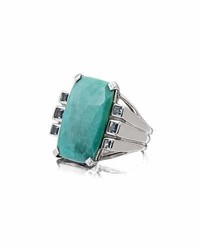 Stephen Dweck Faceted Turquoise Blue Topaz Cushion Ring