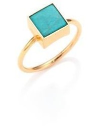 ginette_ny Ginette Ny Wise Ever Turquoise 18k Rose Gold Square Ring