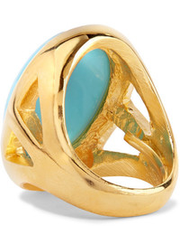 Kenneth Jay Lane Gold Plated Turquoise Ring