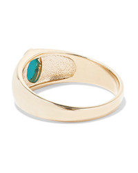 LOREN STEWART Gold Turquoise Signet Ring